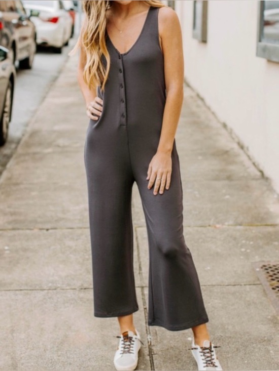Zsupply Pants - Z supply Mojave Sleeveless Button-Front Wide-Leg Jumpsuit - Black